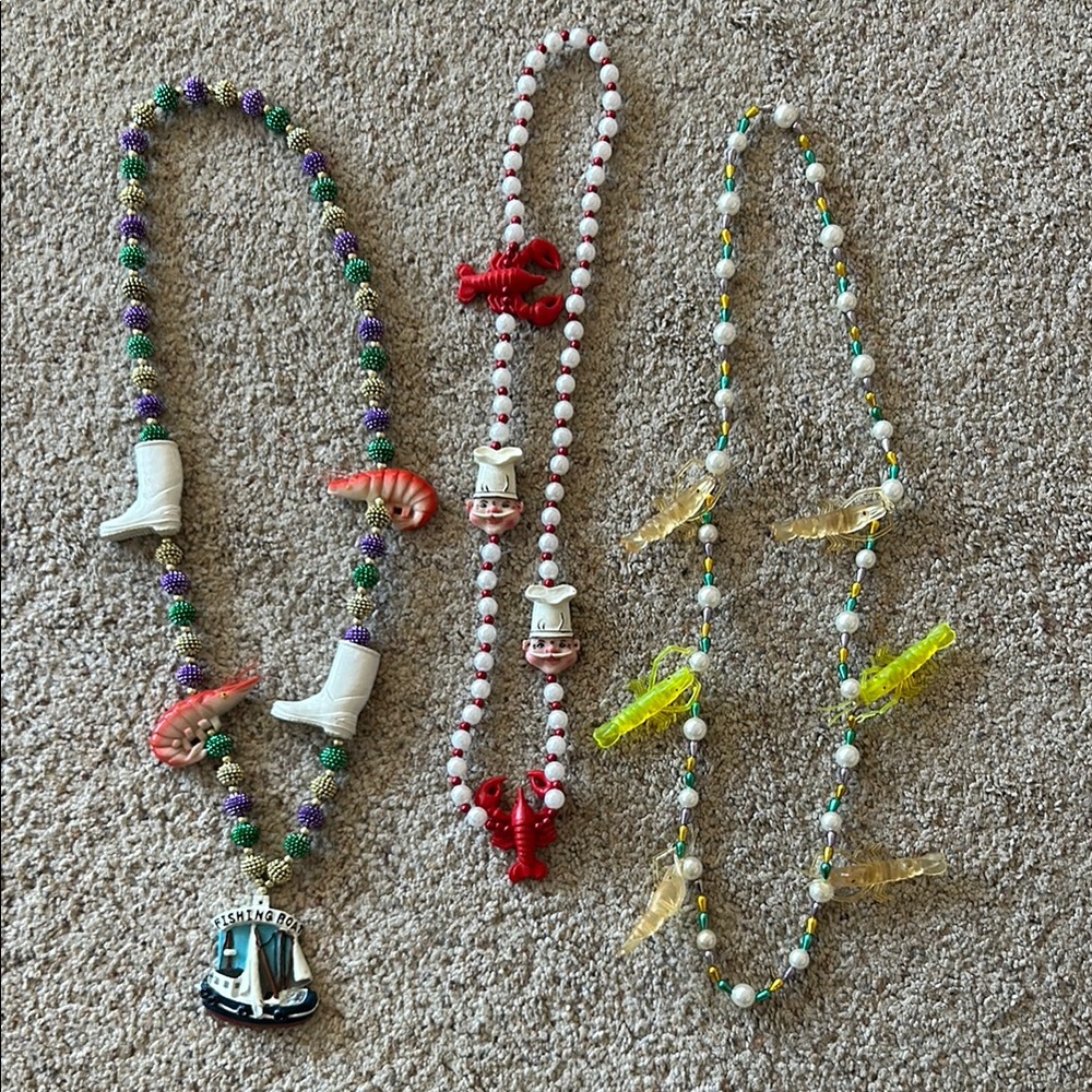 3 vintage marti gras beads